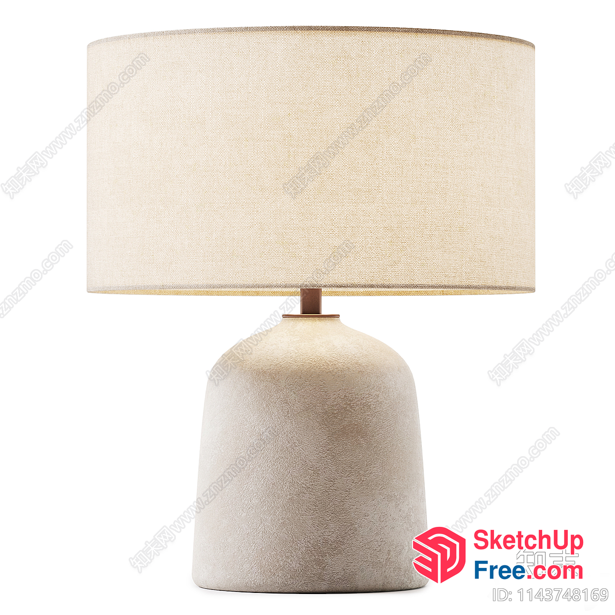 Modern Table Lamp With Textured Base And Linen Shade 3D SketchUp File