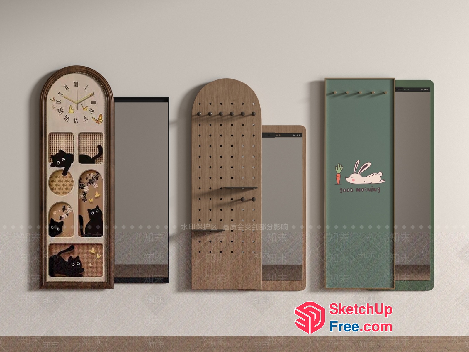 Vintage-Style Clock And Decorative Shelf Collection 3D SketchUp File