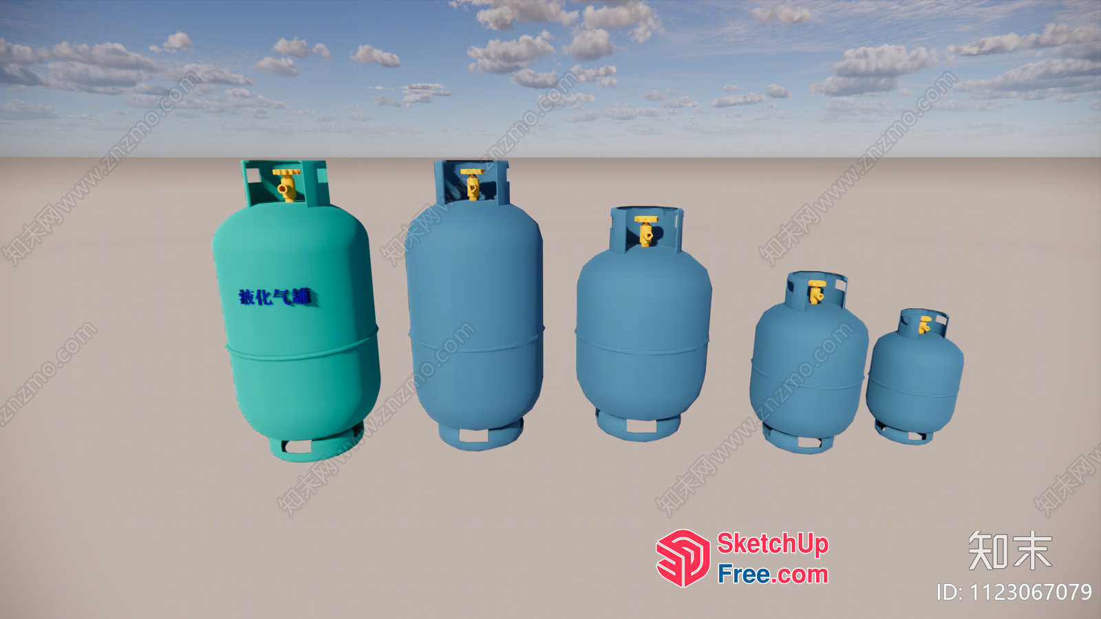 Propane Tanks In A Row 3D SketchUp File