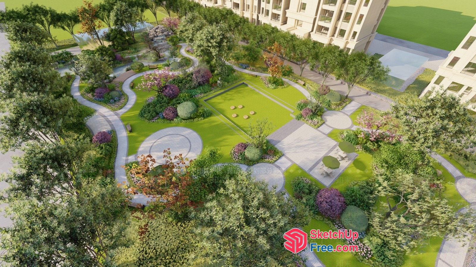 Serene Japanese-Style Garden With Traditional Pavilion 3D SketchUp File