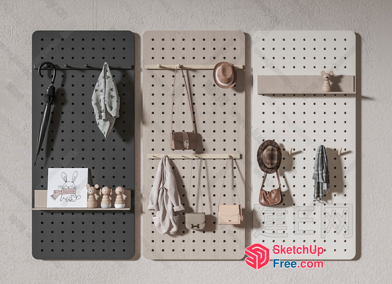 Pegboard Storage System For Organizing Various Items 3D SketchUp File