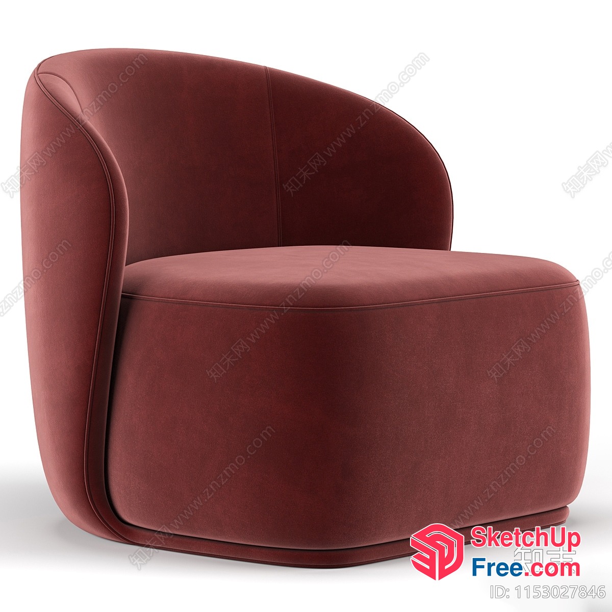 Modern Minimalist Style Pink Armchair 3D SketchUp File