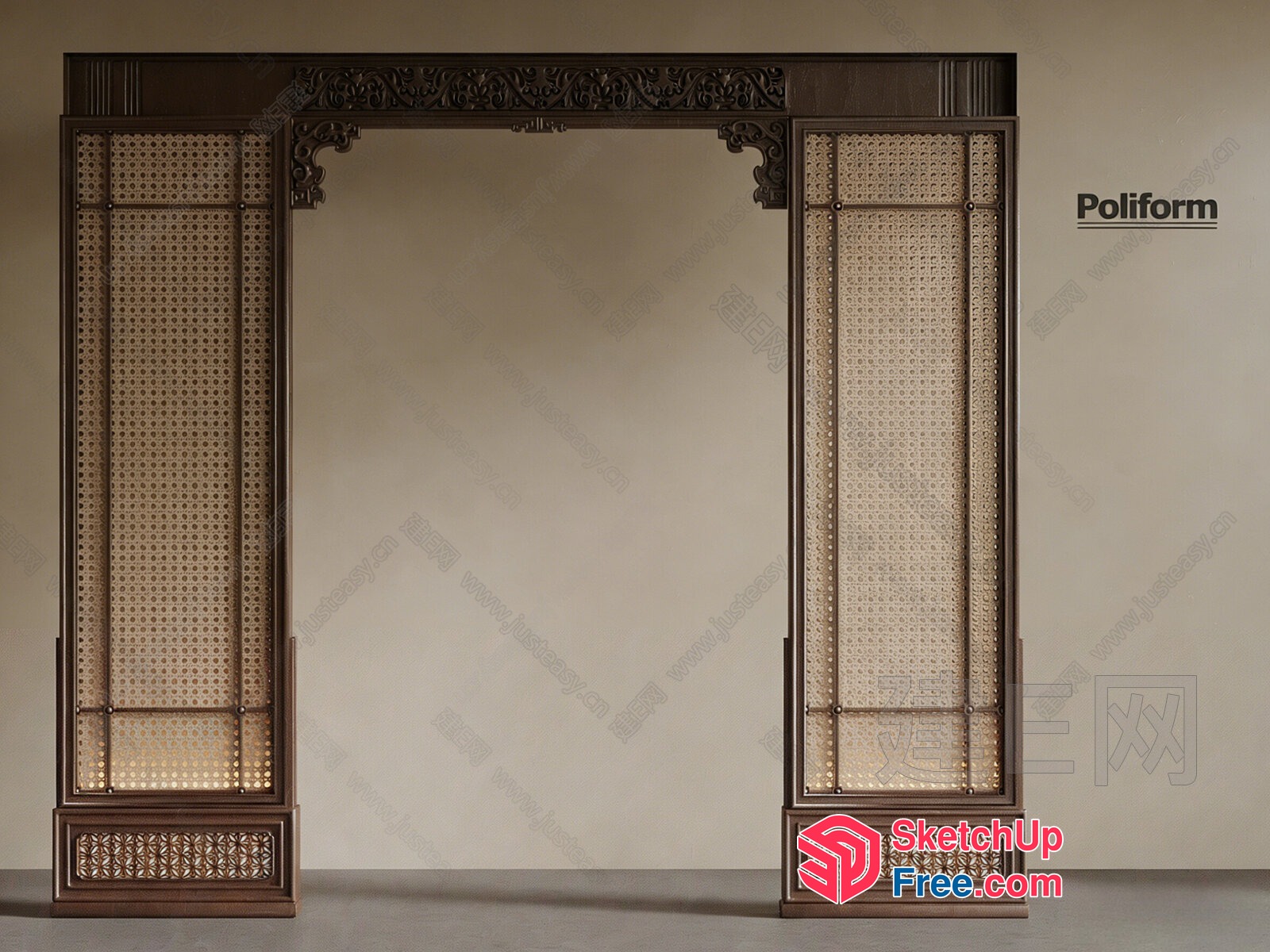 Ornate Brown Wooden Partition Screen 3D SketchUp File Ornate Brown Wooden Partition Screen 3D SketchUp File