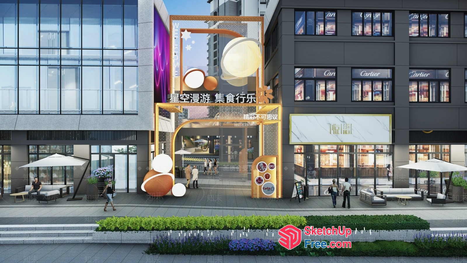 Modern Commercial Street Exterior 3D SketchUp File