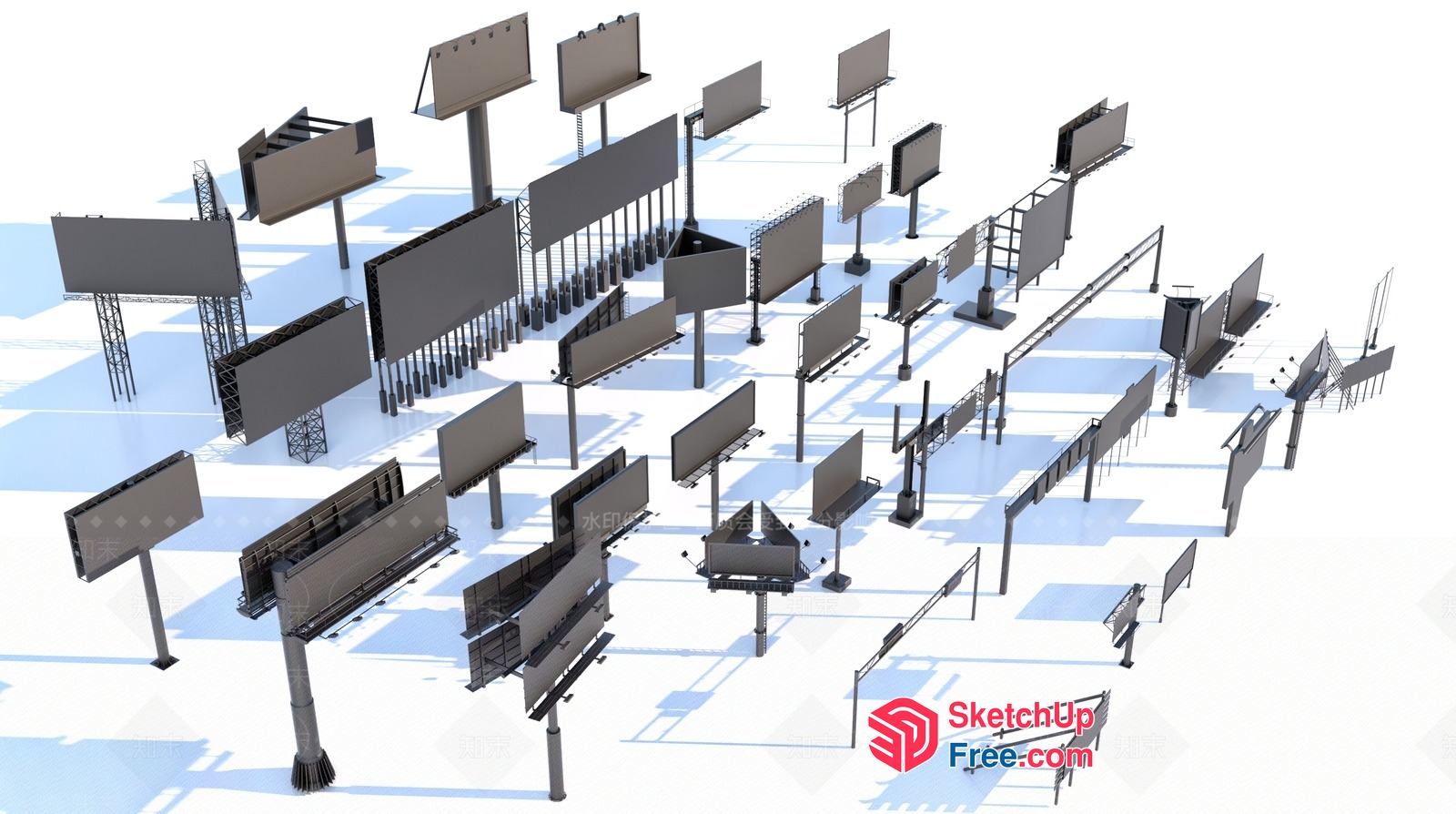 Billboards In A 3D Scene 3D SketchUp File