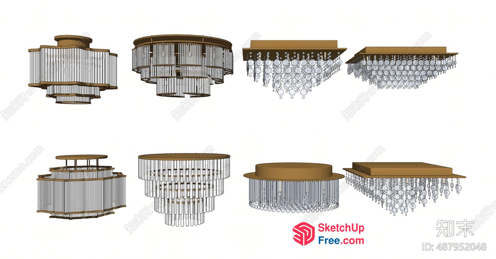 Elegant Ceiling Chandeliers And Light Fixtures 3D SketchUp File