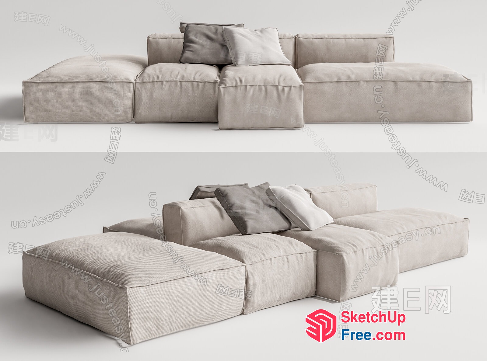 Modern White Sectional Sofa Set 3D SketchUp File