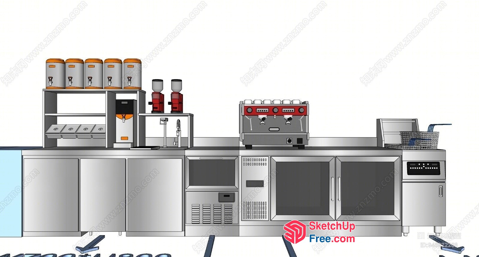 Commercial Kitchen Equipment Layout 3D SketchUp File