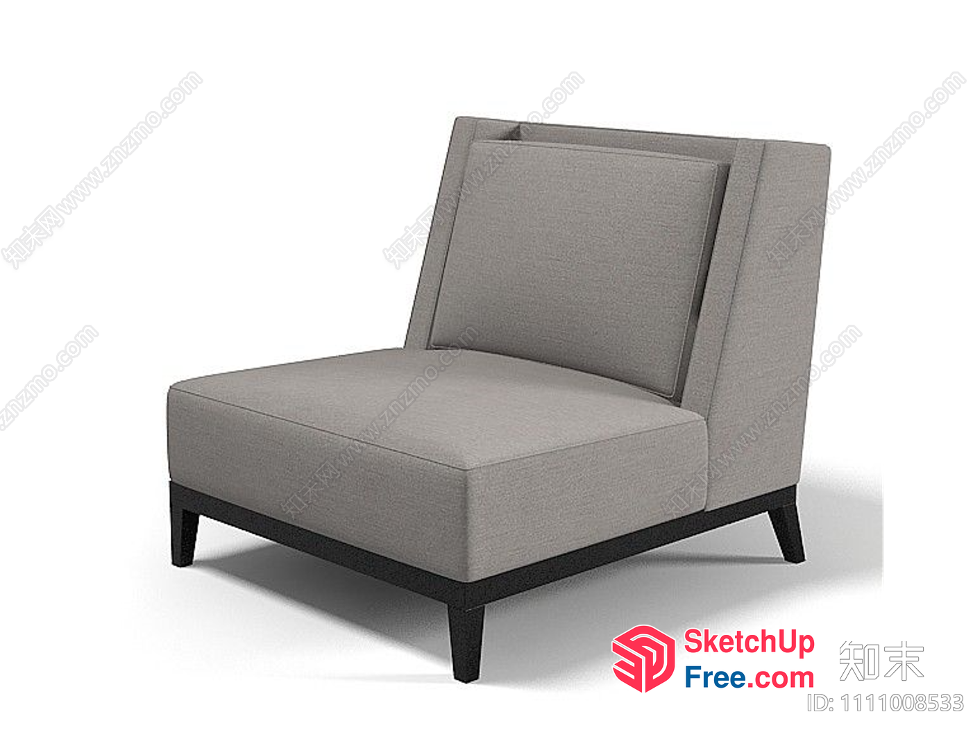 Stylish Grey Upholstered Corner Chair 3D SketchUp File