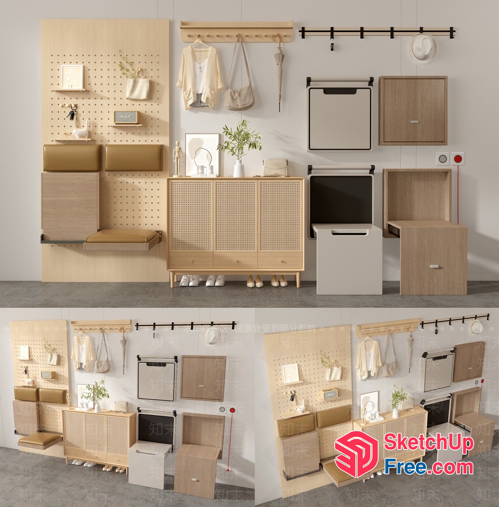 Modern Minimalist Japanese Style Home Decor Furniture Collection 3D SketchUp File