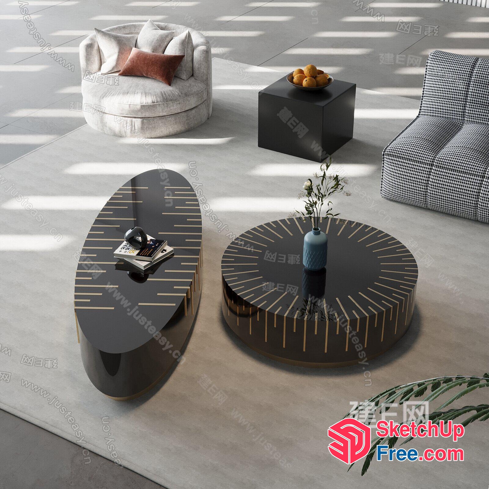 Modern Minimalist Living Room Furniture 3D SketchUp File