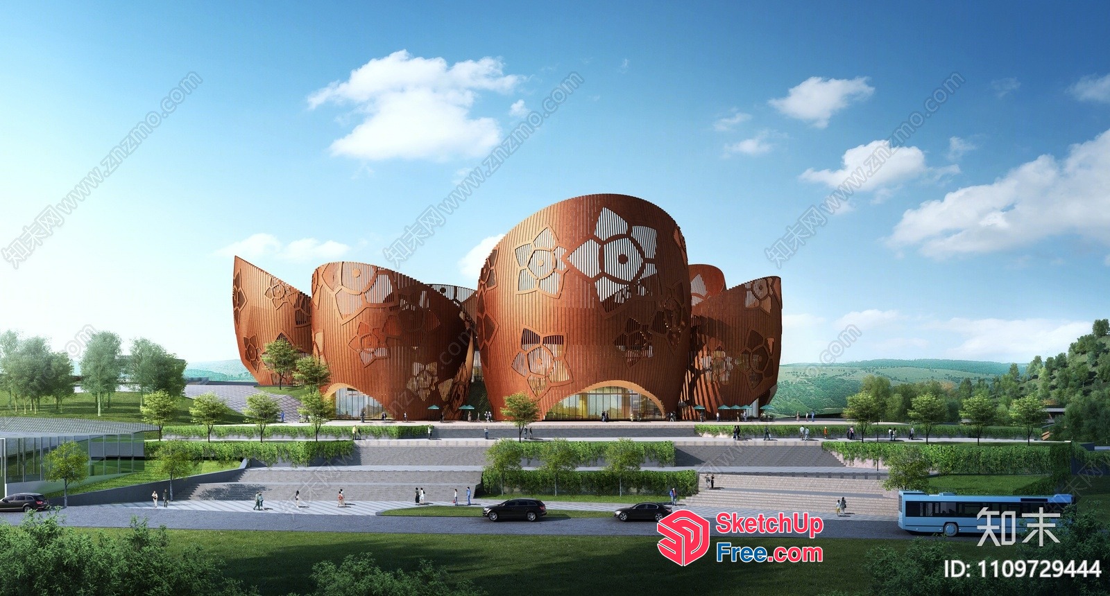 Futuristic Architecture Building With Unique Design 3D SketchUp File