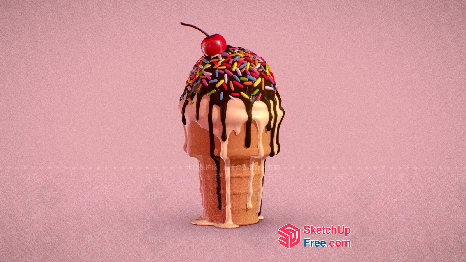 Deliciously Decorated Ice Cream Cone 3D SketchUp File