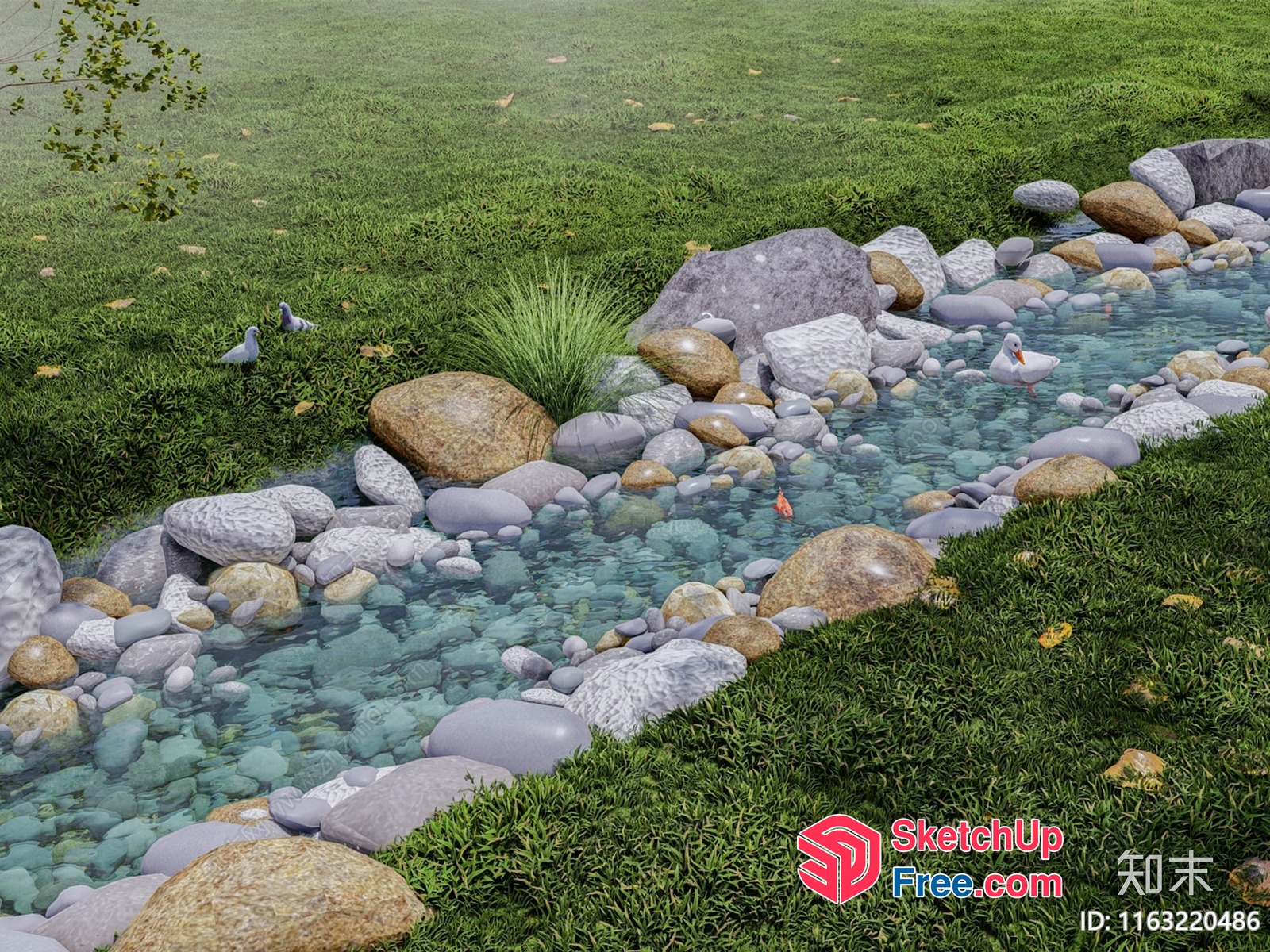 Peaceful Serenity Garden Scene 3D SketchUp File