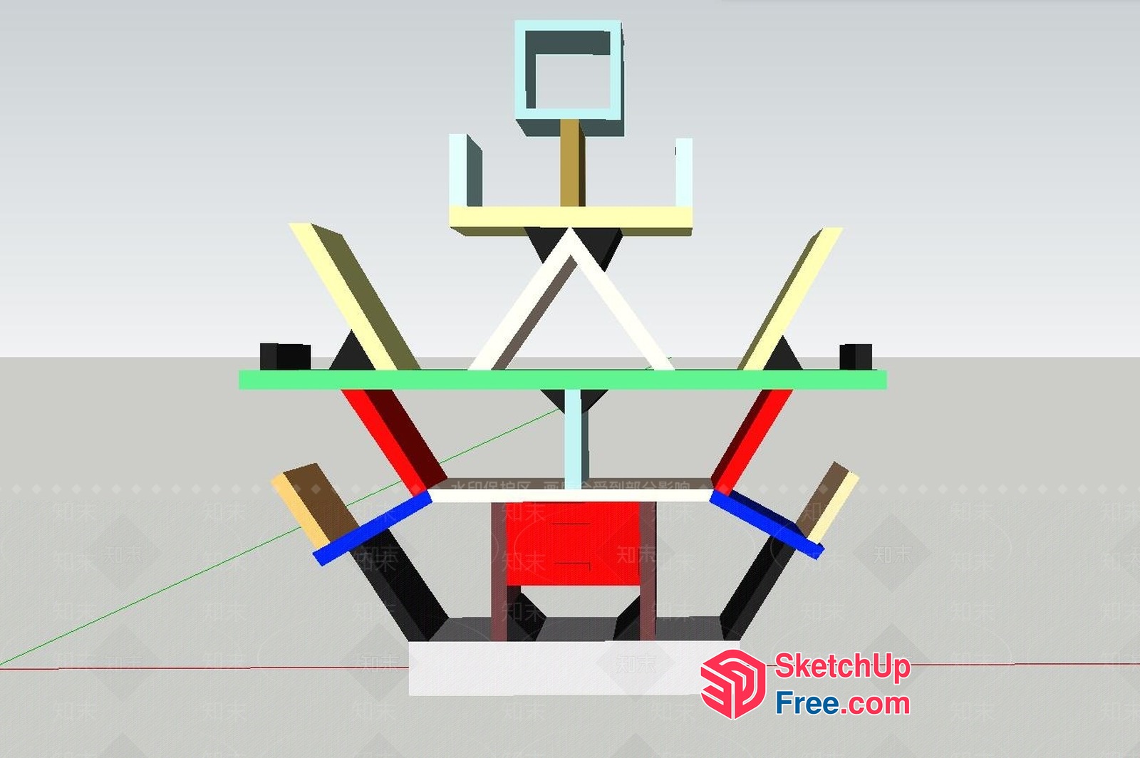 Futuristic Architectural Design With Geometric Shapes And Vibrant Colors 3D SketchUp File
