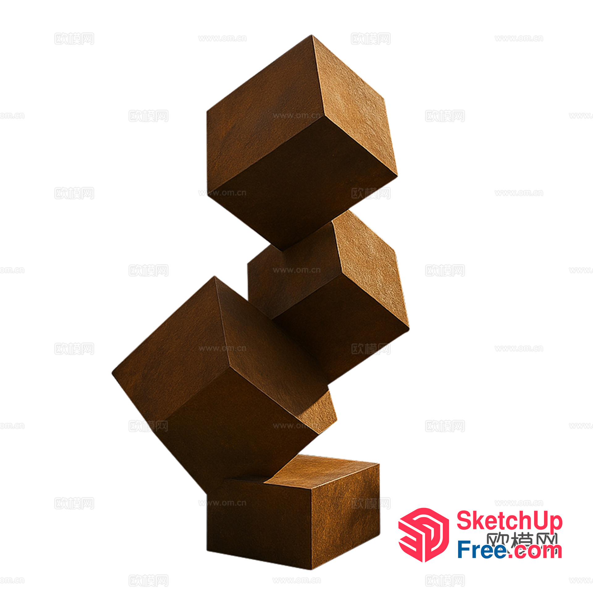 Wooden Blocks Stacked In A Zigzag Pattern 3D SketchUp File