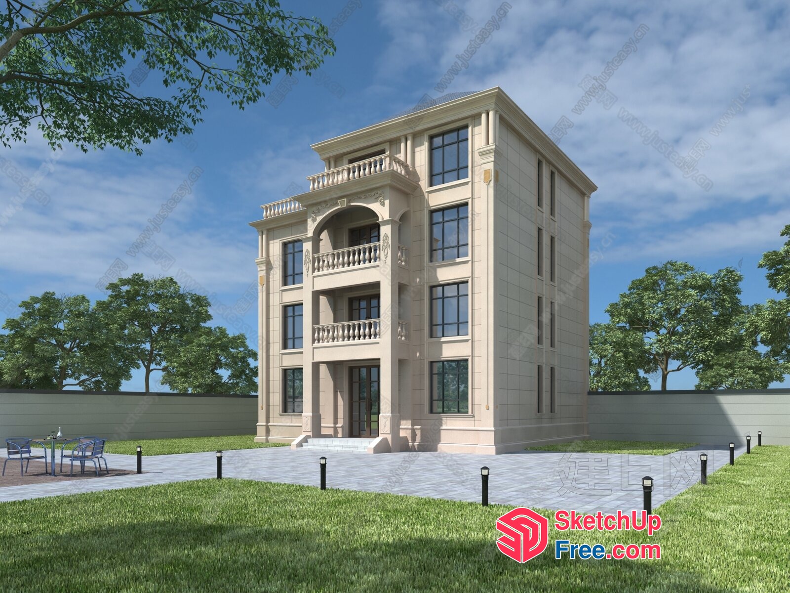 Classic European-Style Villa 3D SketchUp File