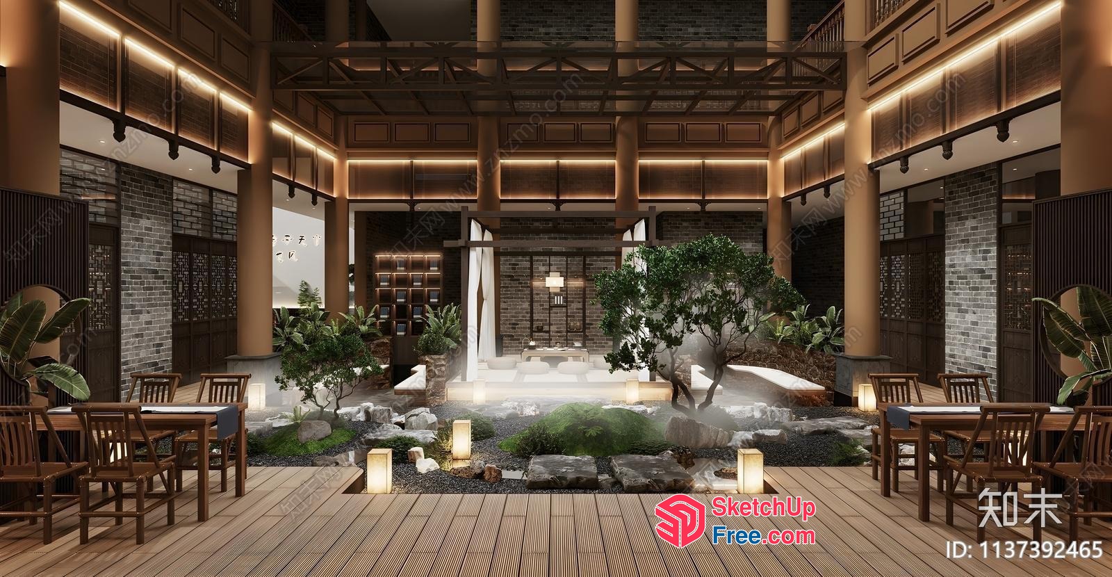 Elegant Japanese-Style Homestay Interior 3D SketchUp File