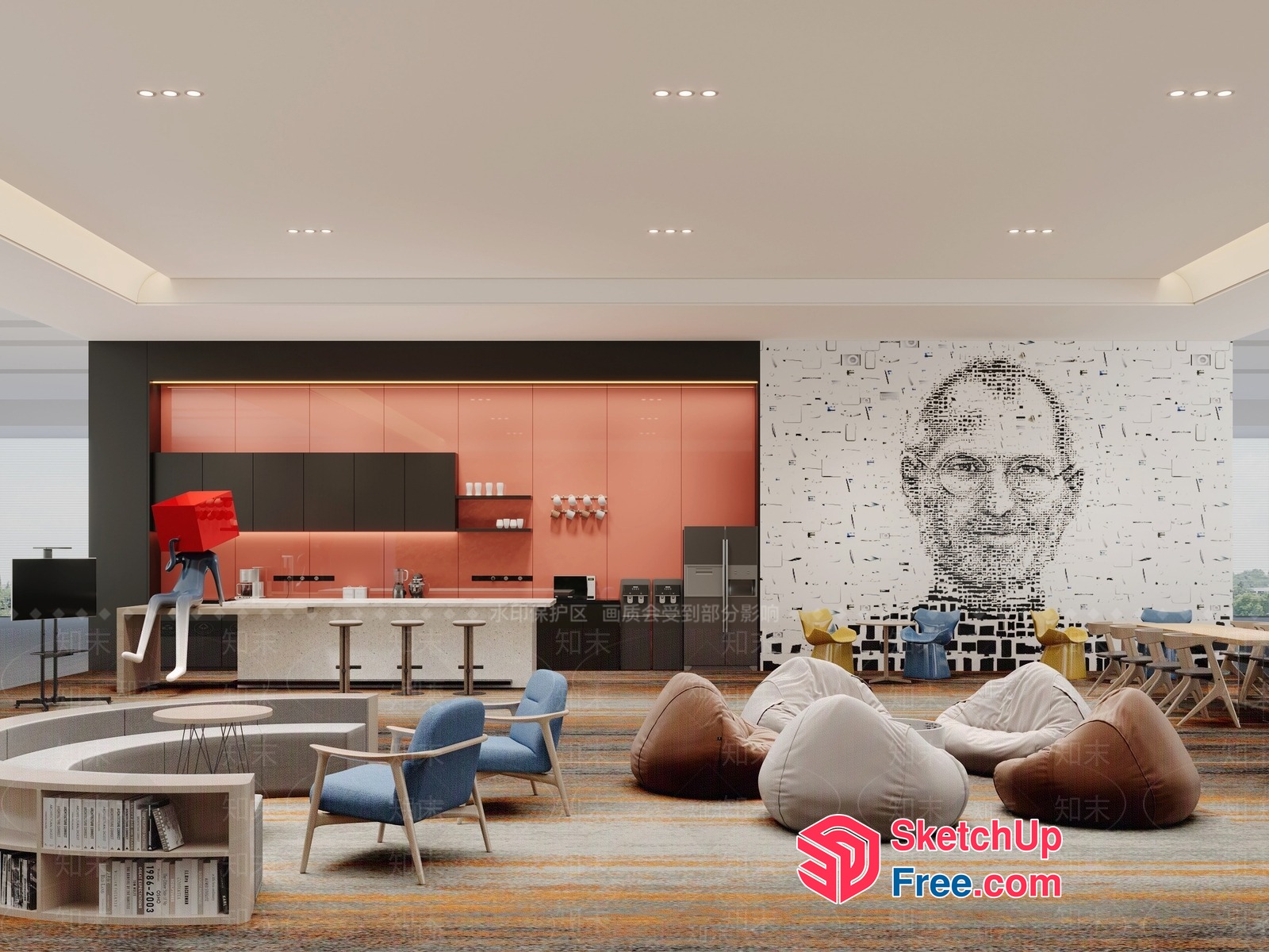 Modern Office Interior With Unique Decor And Comfortable Seating 3D SketchUp File