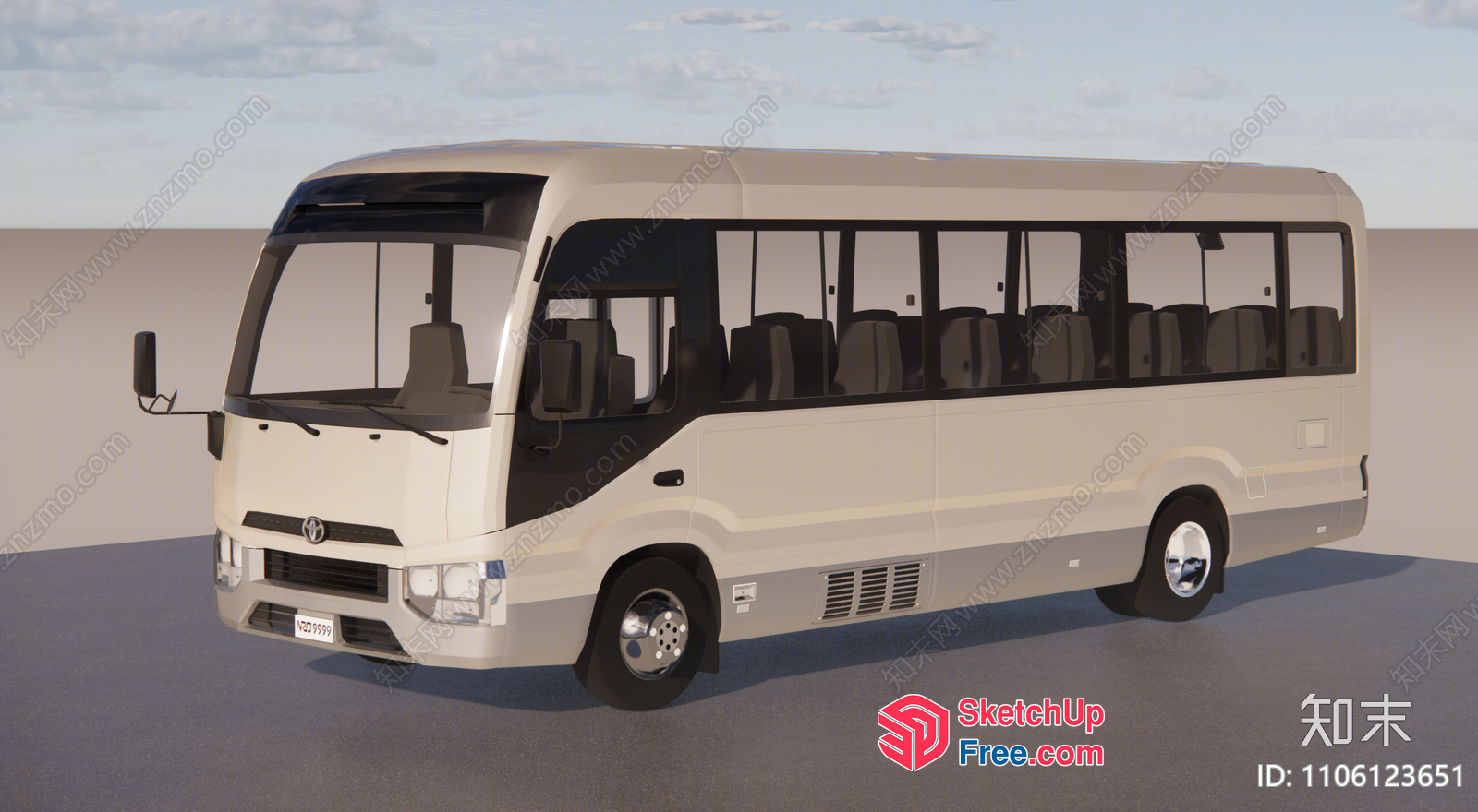 Bus With Large Windows And Seats 3D SketchUp File