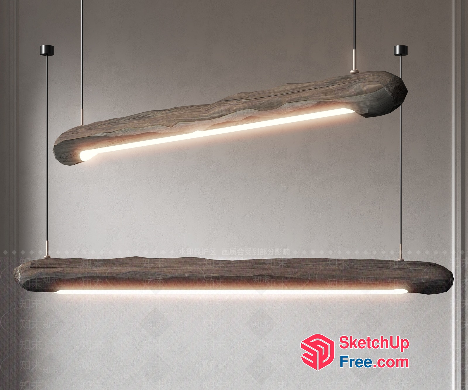 Suspended Wooden Light Fixtures 3D SketchUp File
