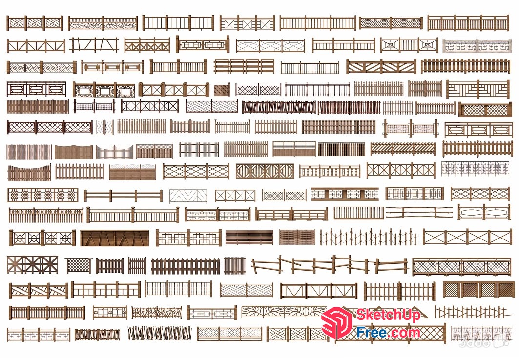Various Types Of Fences And Railings 3D SketchUp File