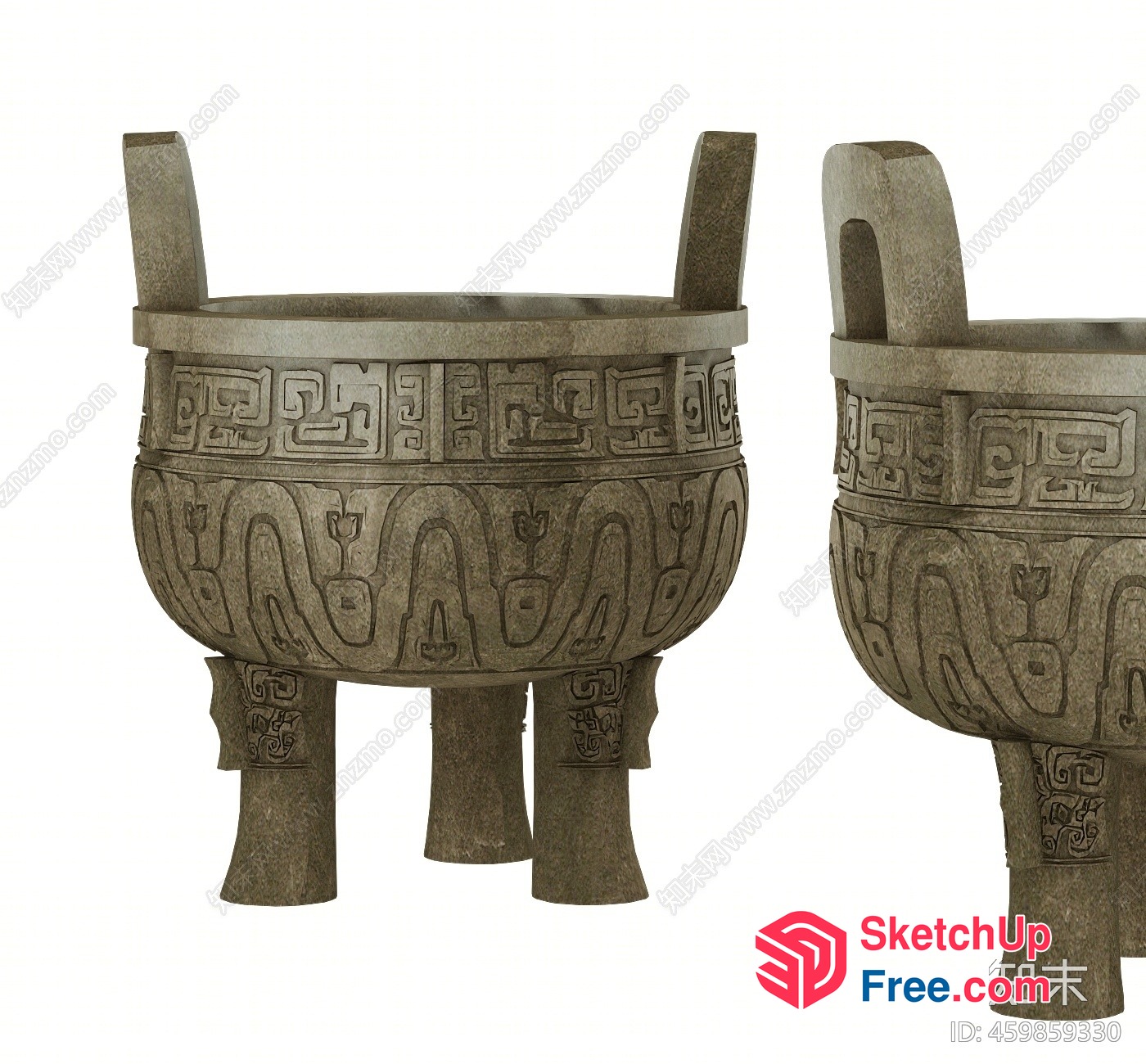 Ancient Chinese Bronze Vessel With Intricate Carvings 3D SketchUp File