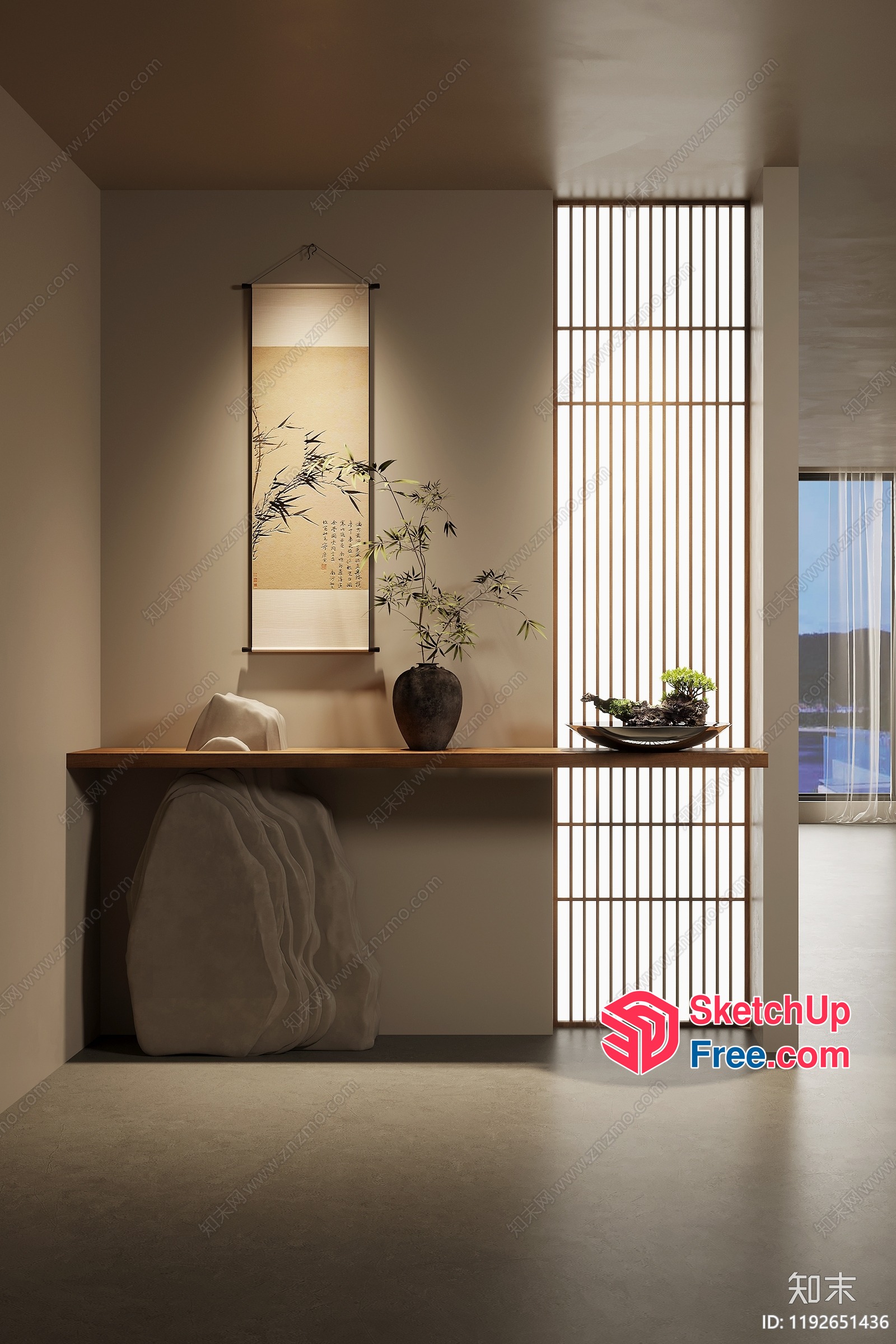 Minimalist Japanese Decor With Wabi-Sabi Style Elements 3D SketchUp File