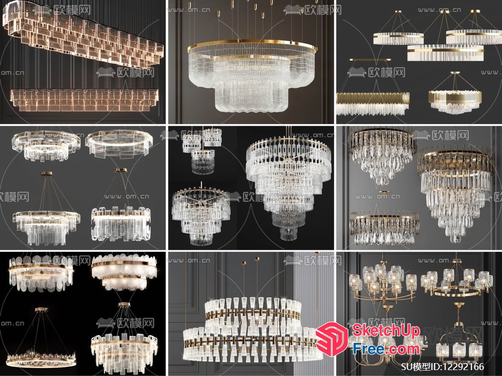 Luxurious Glass Chandelier Collection 3D SketchUp File