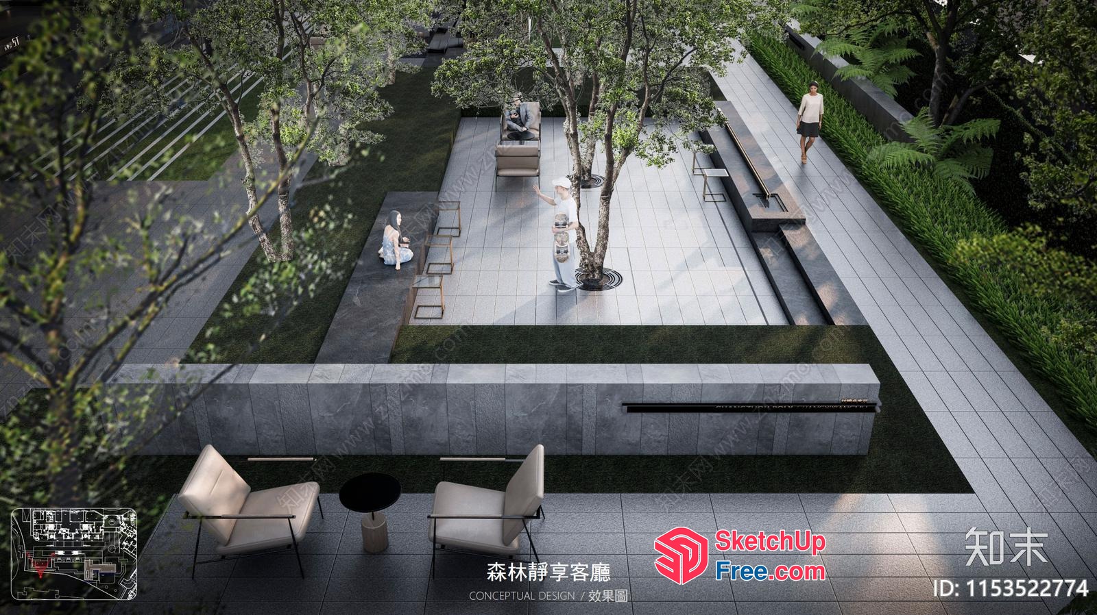 Modern Minimalist Outdoor Seating Area 3D SketchUp File