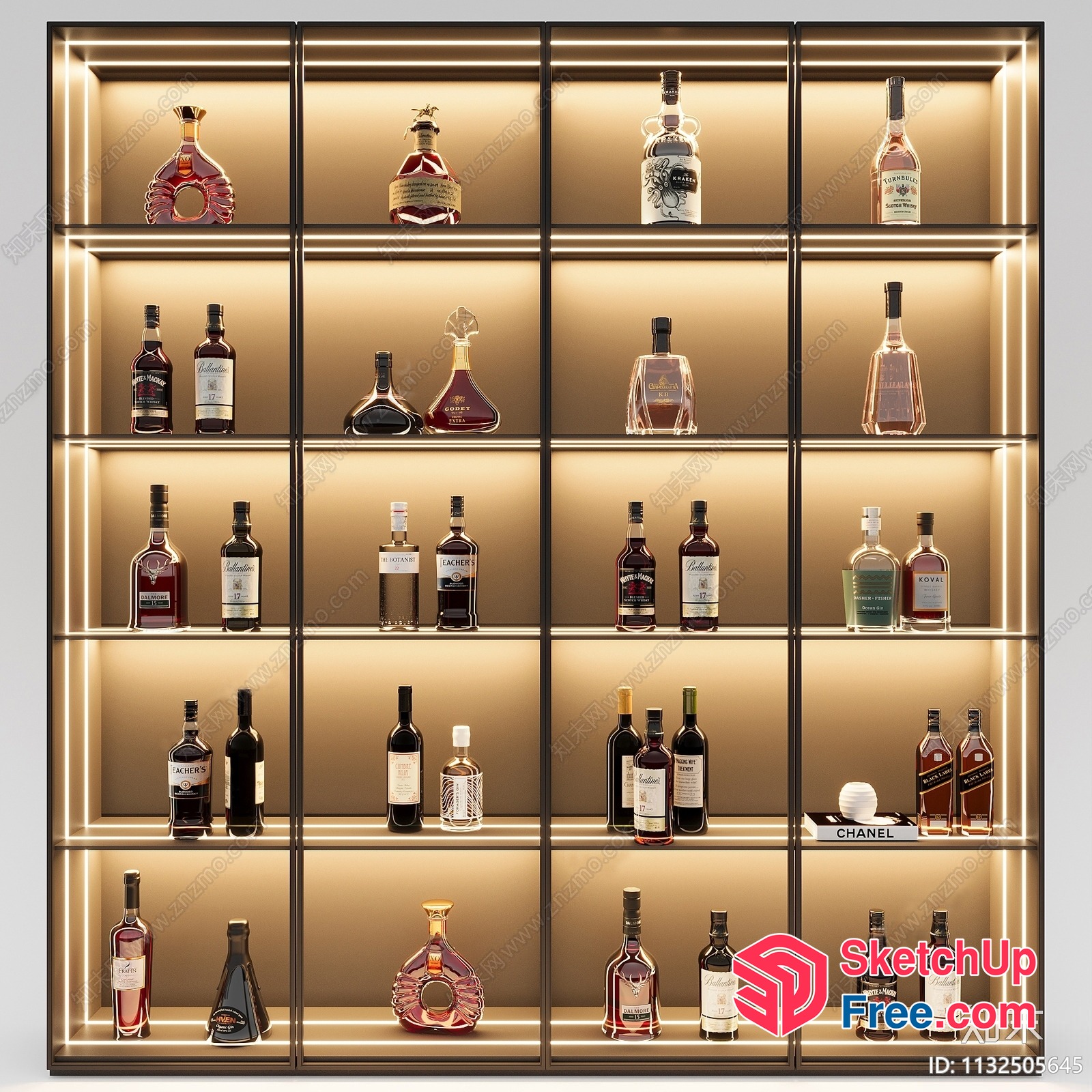 Luxurious Whiskey Collection Display 3D SketchUp File