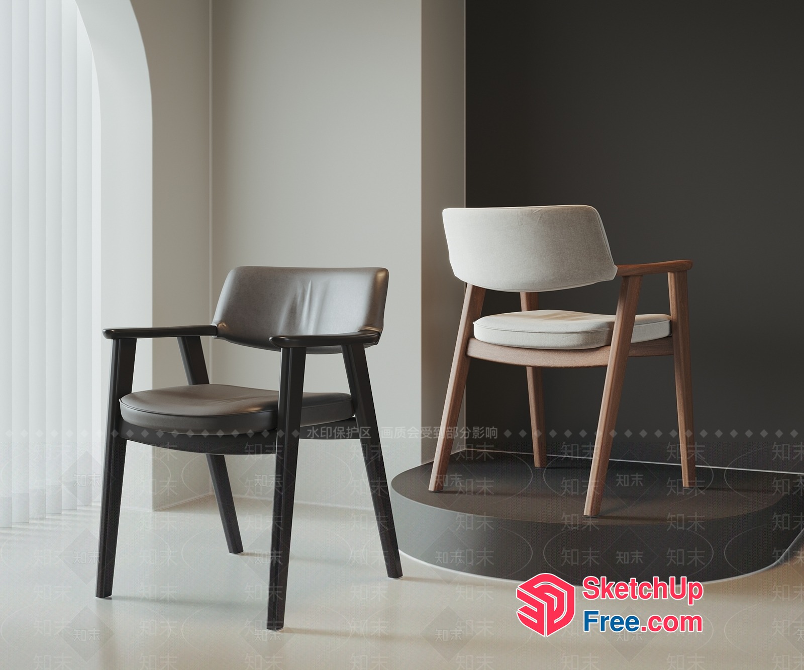 Elegant Modern Chairs In Neutral Colors 3D SketchUp File