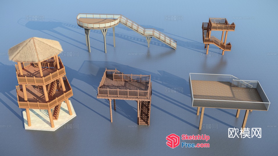 3D Model Of Various Staircases And Balconies 3D SketchUp File