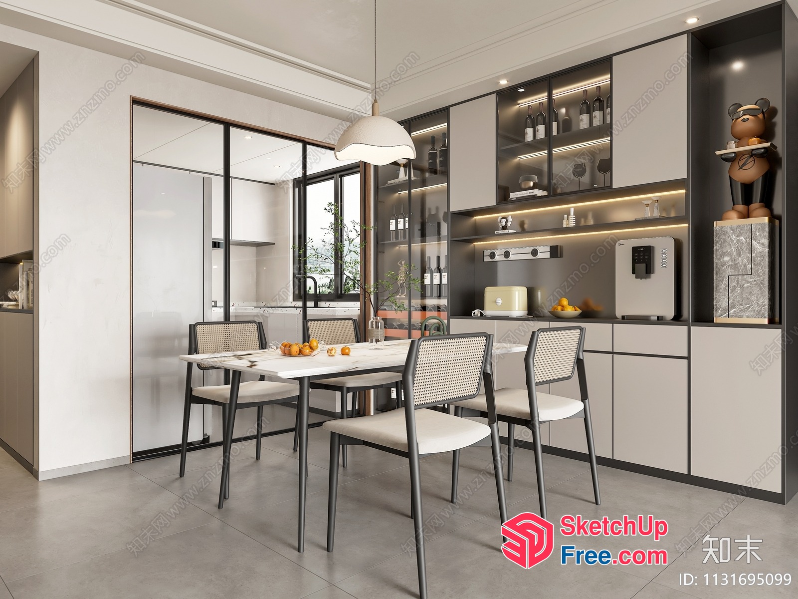 Modern Minimalist Dining Room Interior 3D SketchUp File