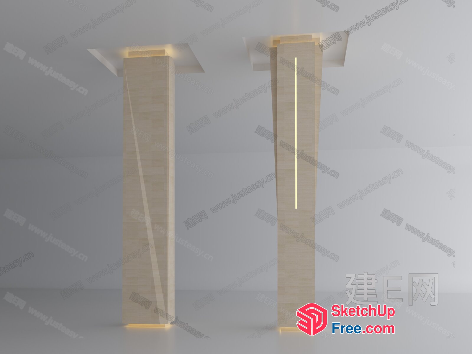 Two Modern Pillars With Ambient Lighting 3D SketchUp File