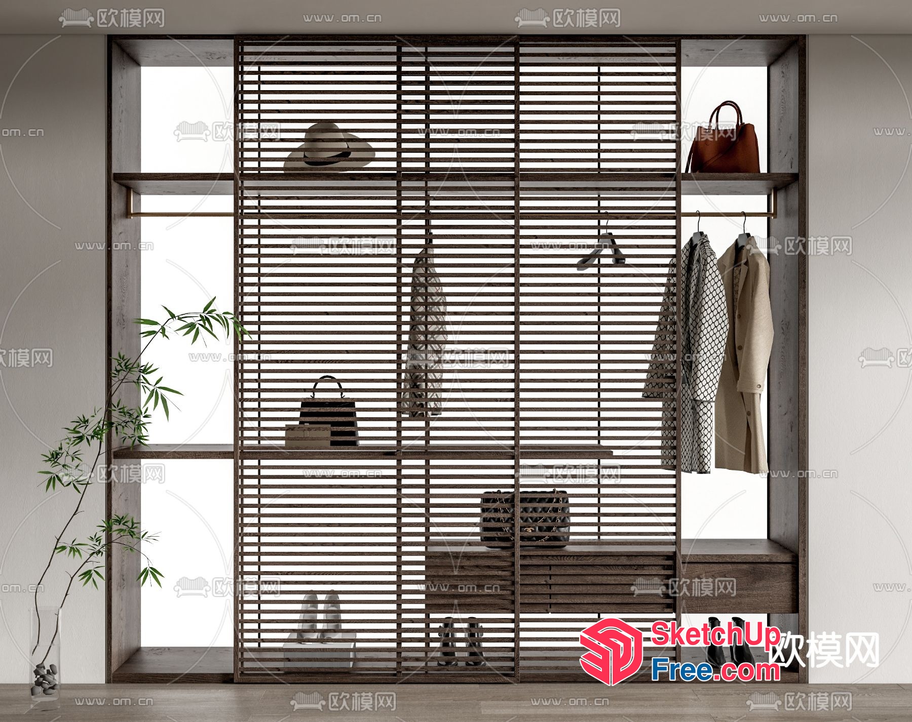 Modern Minimalist Sliding Door Closet System 3D SketchUp File