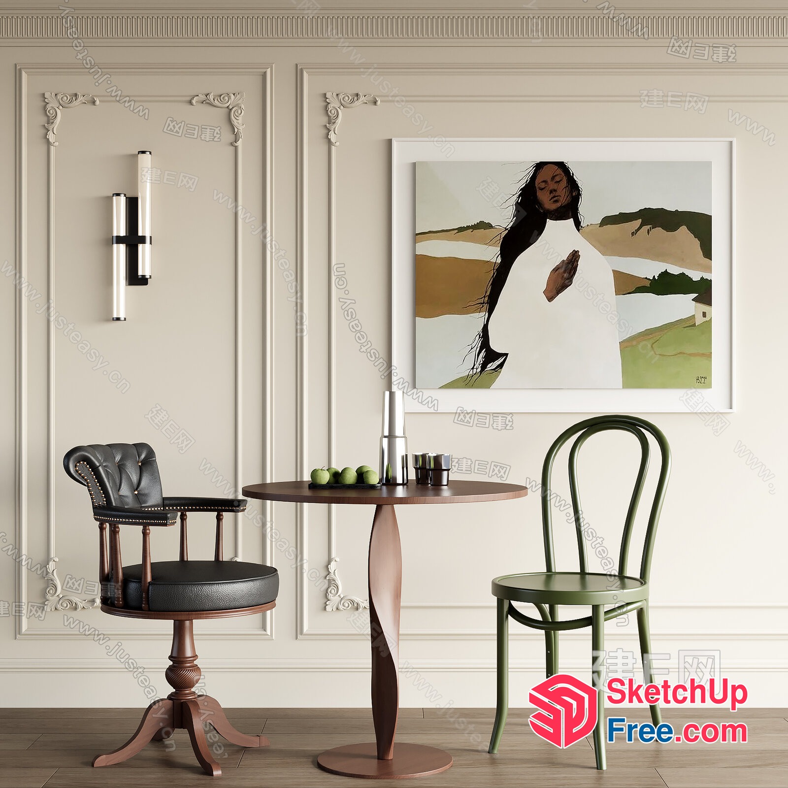 Classic Moulding Decorated Wall 3D SketchUp File