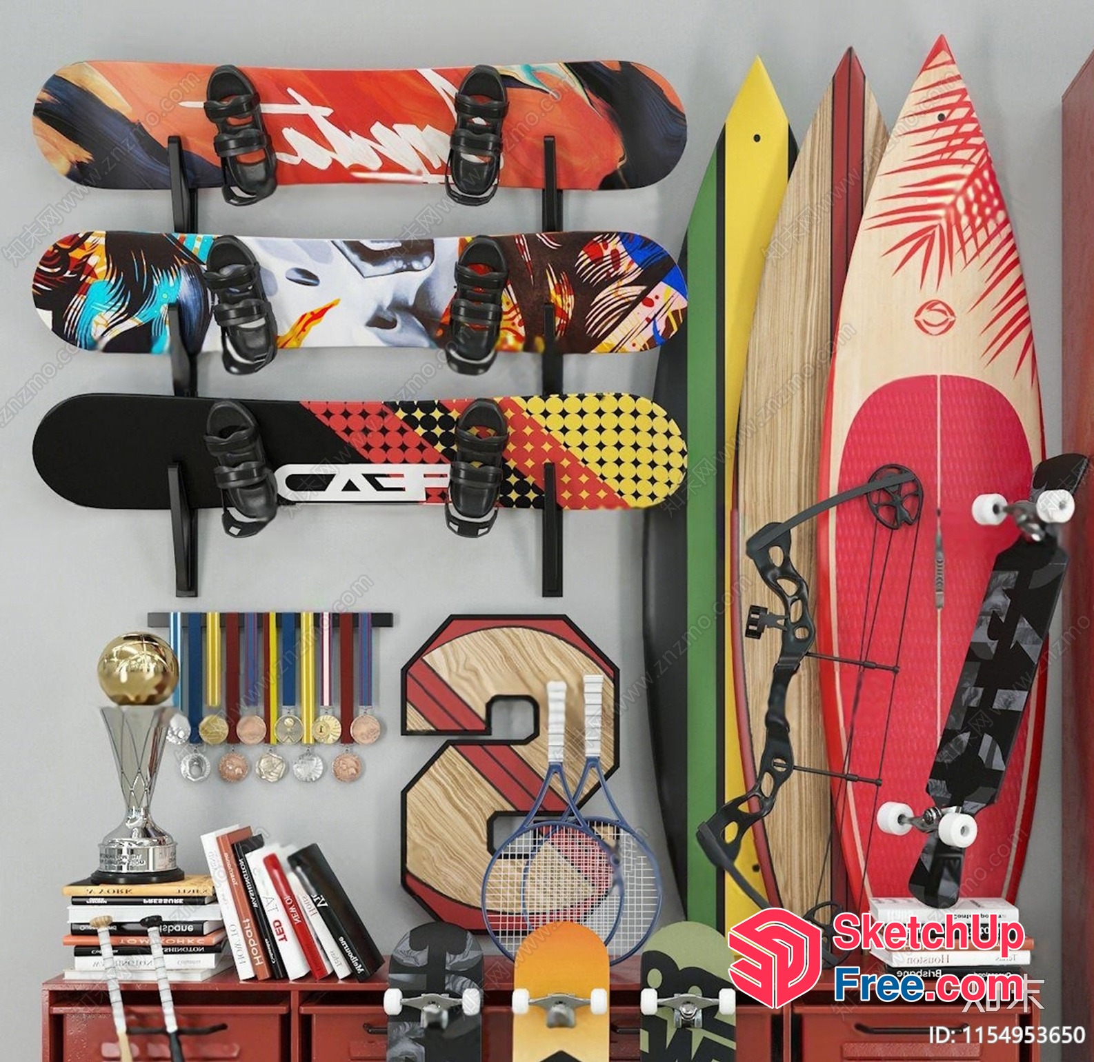Athletic Equipment And Decor Items 3D SketchUp File
