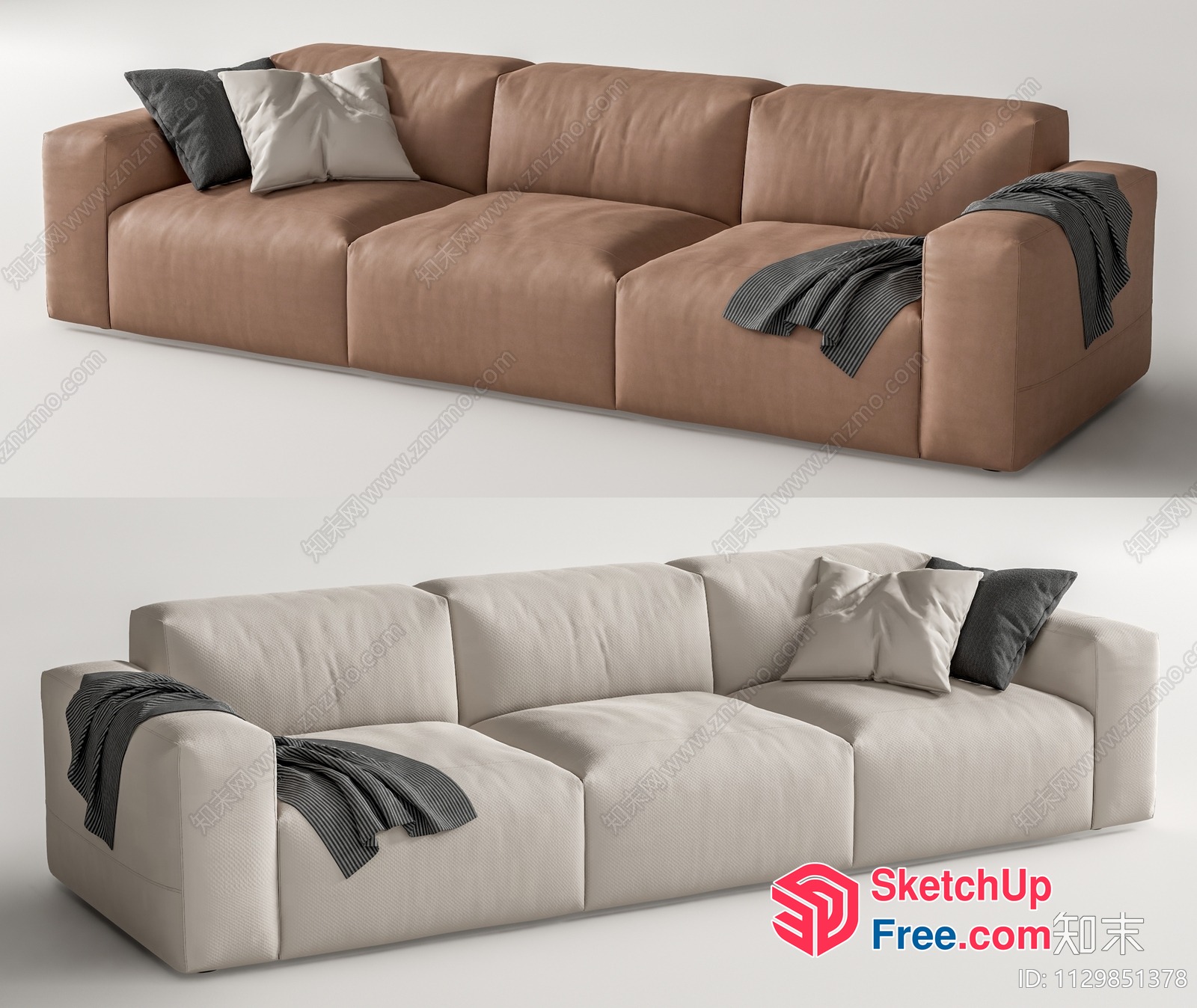 Modern 3D Model Of A Large L-Shaped Sofa 3D SketchUp File