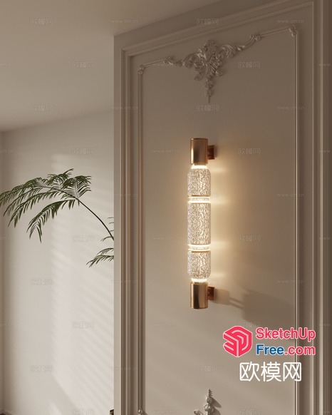 Elegant Wall Sconce With Ornate Glass And Gold Accents 3D SketchUp File