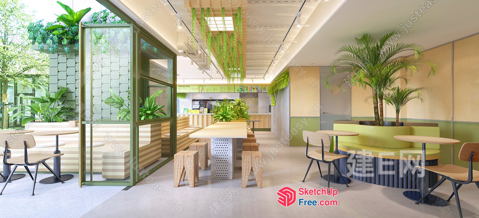 Modern Office Space With Natural Light And Greenery 3D SketchUp File