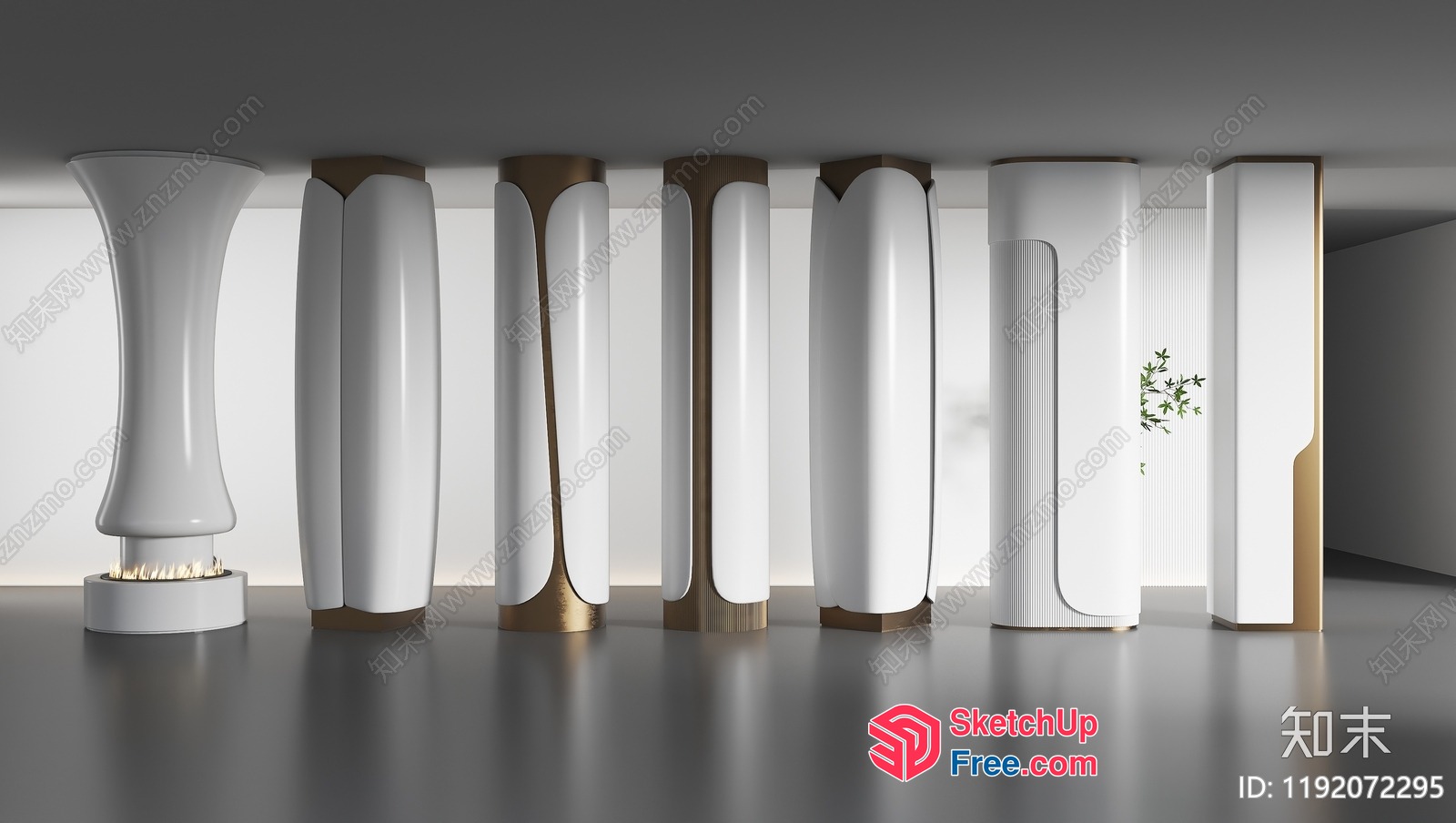 Pillars In A Modern Interior Space 3D SketchUp File