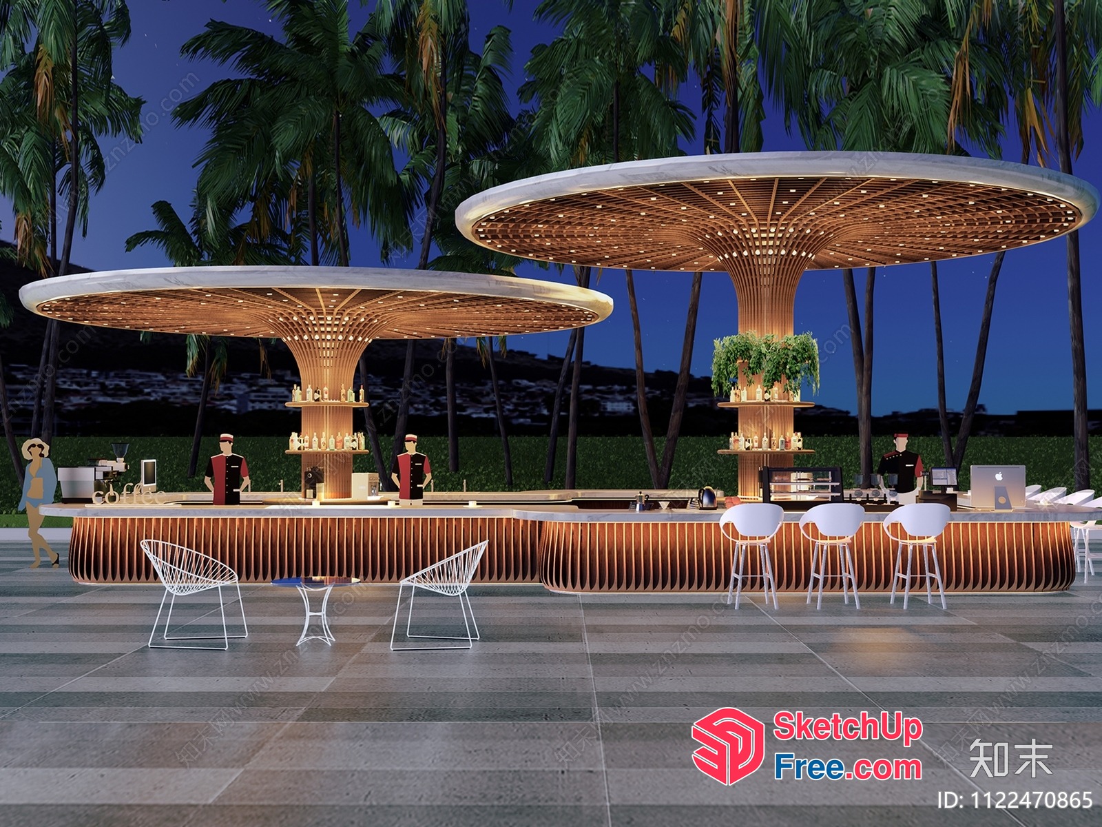 Tropical Modern Outdoor Bar 3D SketchUp File