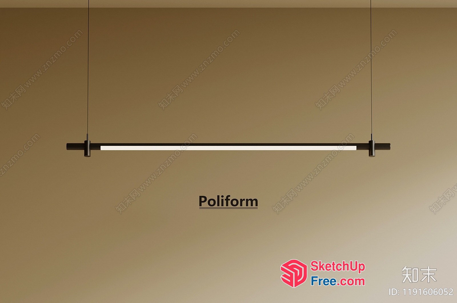 Modern Minimalist Suspended Lighting Fixture 3D SketchUp File