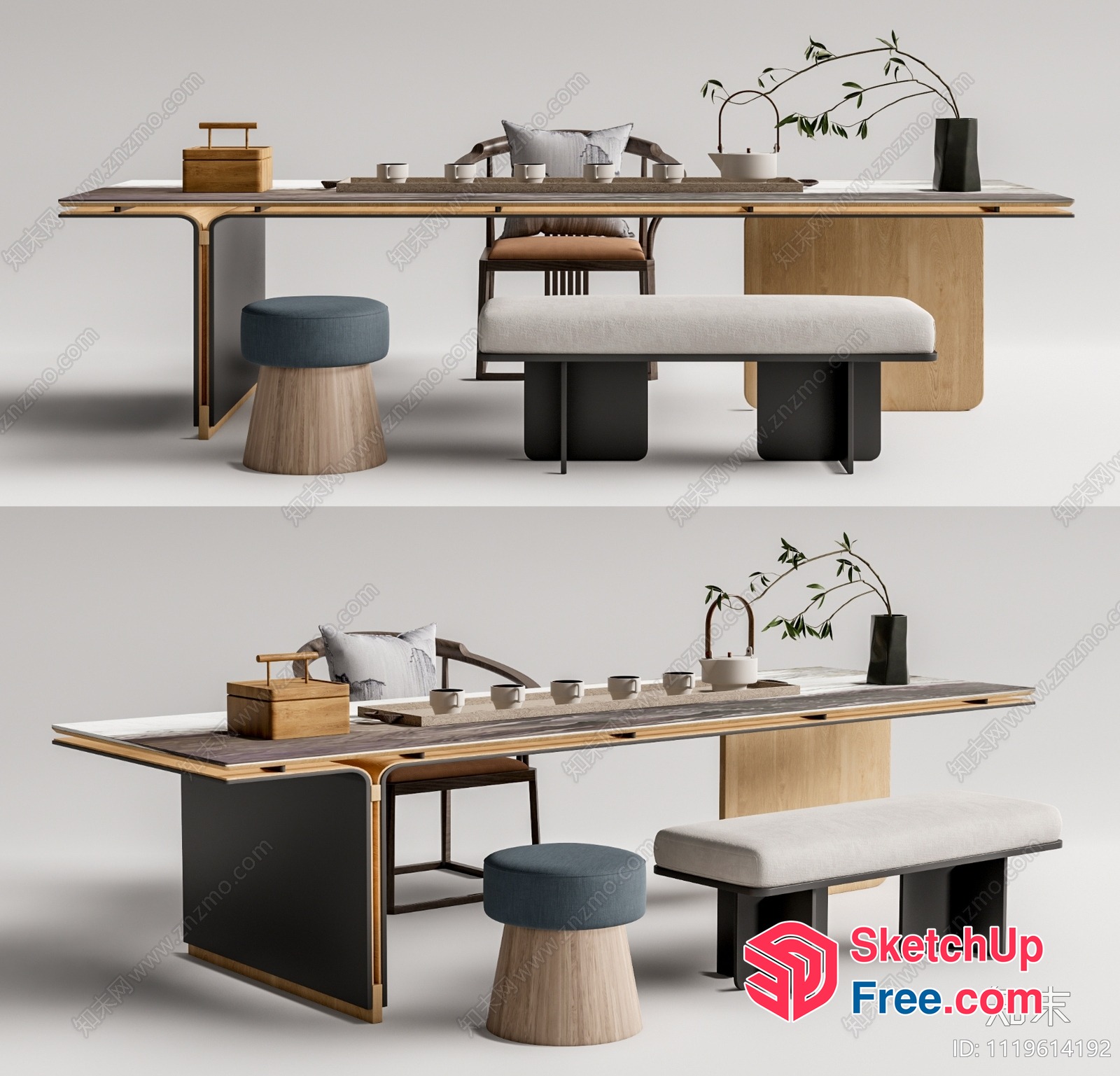 Elegant Modern Dining Table Set 3D SketchUp File