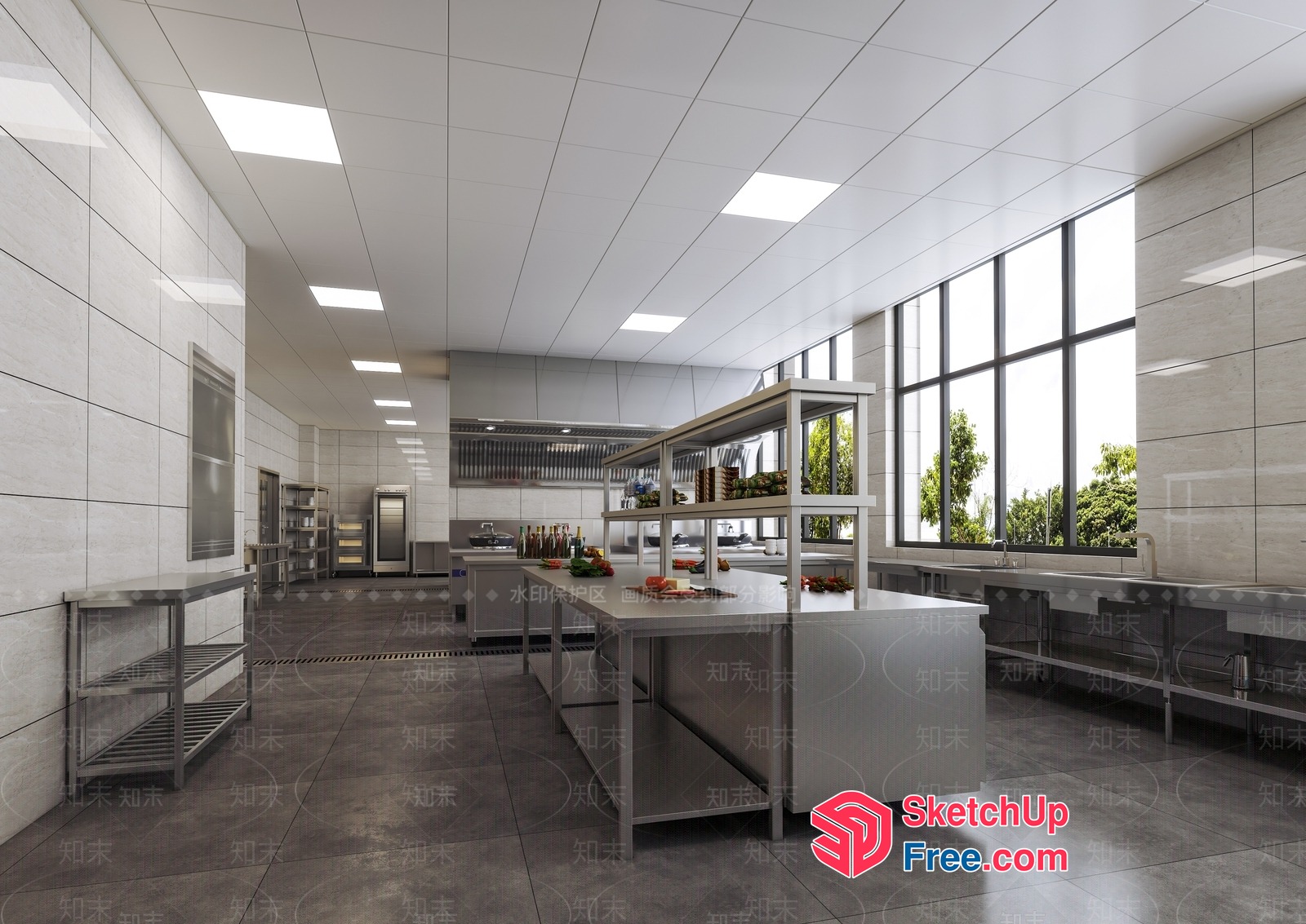 Modern Industrial Kitchen Space With Stainless Steel Features 3D SketchUp File