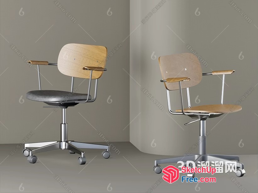 3D Rendered Office Chairs With Wheels 3D SketchUp File