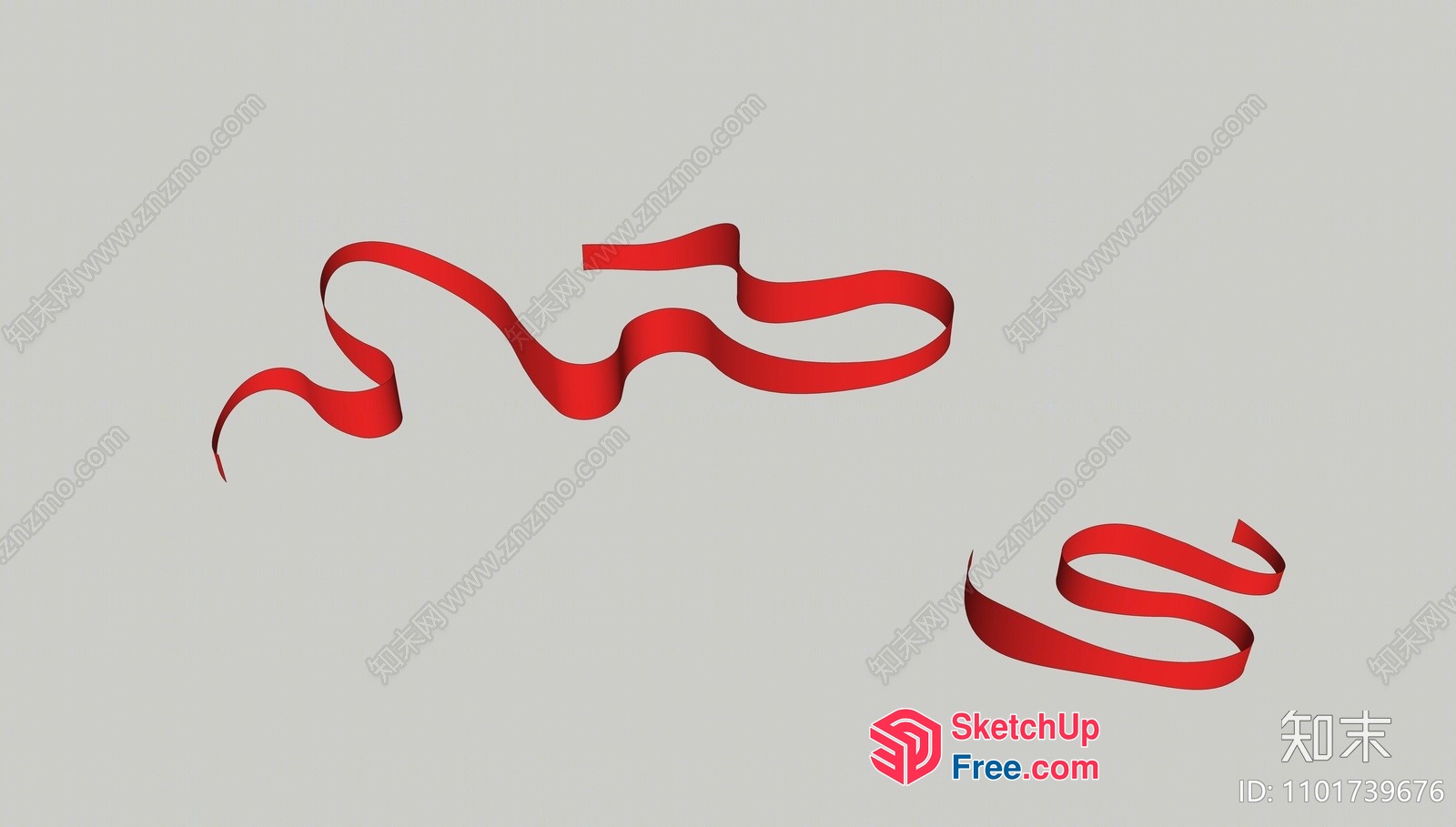 Elegant Red Ribbon Design 3D SketchUp File