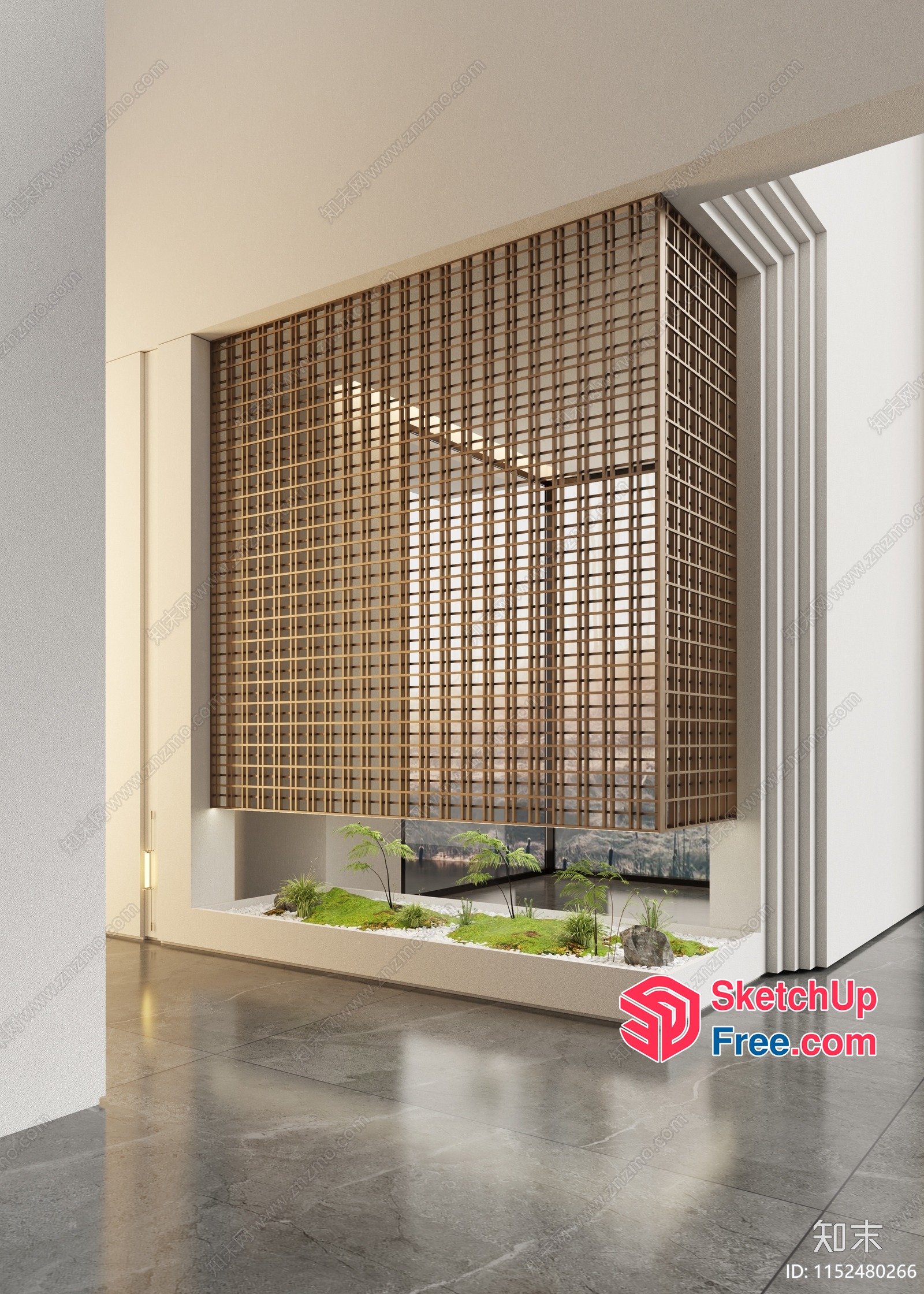 Asian-Inspired Minimalist Room Design With Natural Light 3D SketchUp File