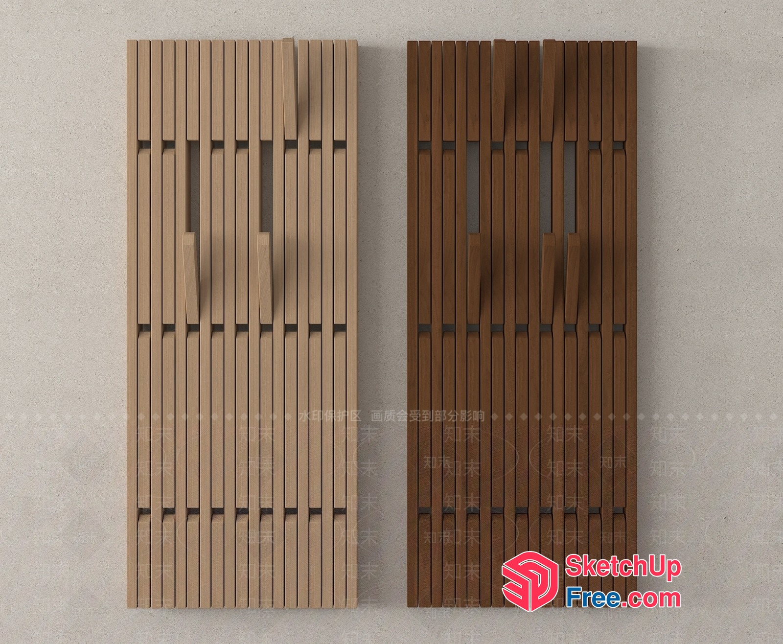 Modern Wooden Partition Wall Panels 3D SketchUp File